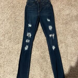 Hollister Dark Blue Distressed Skinny Jeans